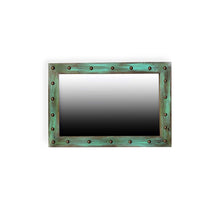 Load image into Gallery viewer, Barnwood Turquoise Mirror w Nailheads