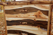 Load image into Gallery viewer, Gorgeous handcrafted solid wood modern Aspen alpine five drawer chest. Made in the U.S.A. from aspen or quakie logs. Very classy and comfortable. Will go great in any bedroom or cabin setting. Offers plenty of storage with its big spacious drawers. The quality is unbeatable.