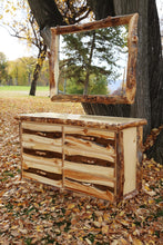 Load image into Gallery viewer, Gorgeous handcrafted solid wood modern Aspen alpine six drawer dresser. Made in the U.S.A. from aspen or quakie logs. Very classy and comfortable. Will go great in any bedroom or cabin setting. Offers plenty of storage with its big spacious drawers. The quality is unbeatable.