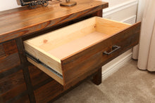 Load image into Gallery viewer, Gorgeous handcrafted solid wood modern rustic six drawer dresser. Made in the U.S.A. from re-claimed barn wood. Very classy and comfortable. Will go great in any bedroom, and will offer plenty of storage with its spacious drawers.