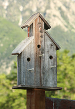 Load image into Gallery viewer, Handcrafted rustic reclaimed barnwood bird house, this birdhouse is made from barn wood
