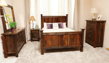 Load image into Gallery viewer, Gorgeous handcrafted solid wood modern rustic Barnwood bed. Made in the U.S.A. from re-claimed barn wood. Very classy and comfortable. Will go great in any bedroom or cabin setting.