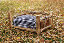 Load image into Gallery viewer, Gorgeous handcrafted solid wood modern Aspen pet bed. Made in the U.S.A. from aspen or quakie logs. Very classy and comfortable. Designed specifically with pets in mind. Will go great in any bedroom or cabin setting.