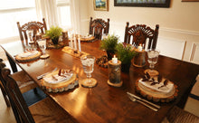 Load image into Gallery viewer, Gorgeous handcrafted solid wood modern live edge bark aspen quakie candle holder. Made in the U.S.A. these candle holders are very classy and elegant. Sure to be a conversation piece in any home or cabin. Use these chargers to place plates on to complete your dining, coffee or end table.