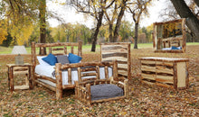 Load image into Gallery viewer, Gorgeous handcrafted solid wood modern Aspen alpine bed. Made in the U.S.A. from aspen or quakie logs. Very classy and comfortable. Will go great in any bedroom or cabin setting.