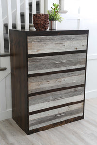 Gorgeous handcrafted dark solid wood modern rustic five drawer chest. Made in the U.S.A. from re-claimed barn wood. Very classy and comfortable with lots of storage.