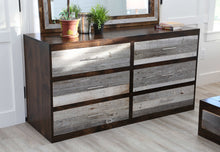 Load image into Gallery viewer, Gorgeous handcrafted dark solid wood modern rustic Six drawer dresser. Made in the U.S.A. from re-claimed barn wood. Very classy and comfortable with lots of storage.