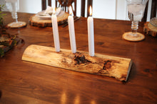 Load image into Gallery viewer, Gorgeous handcrafted solid wood modern live edge bark aspen quakie candle holder. Made in the U.S.A. these candle holders are very classy and elegant. Sure to be a conversation piece in any home or cabin. Use these chargers to place plates on to complete your dining, coffee or end table. 